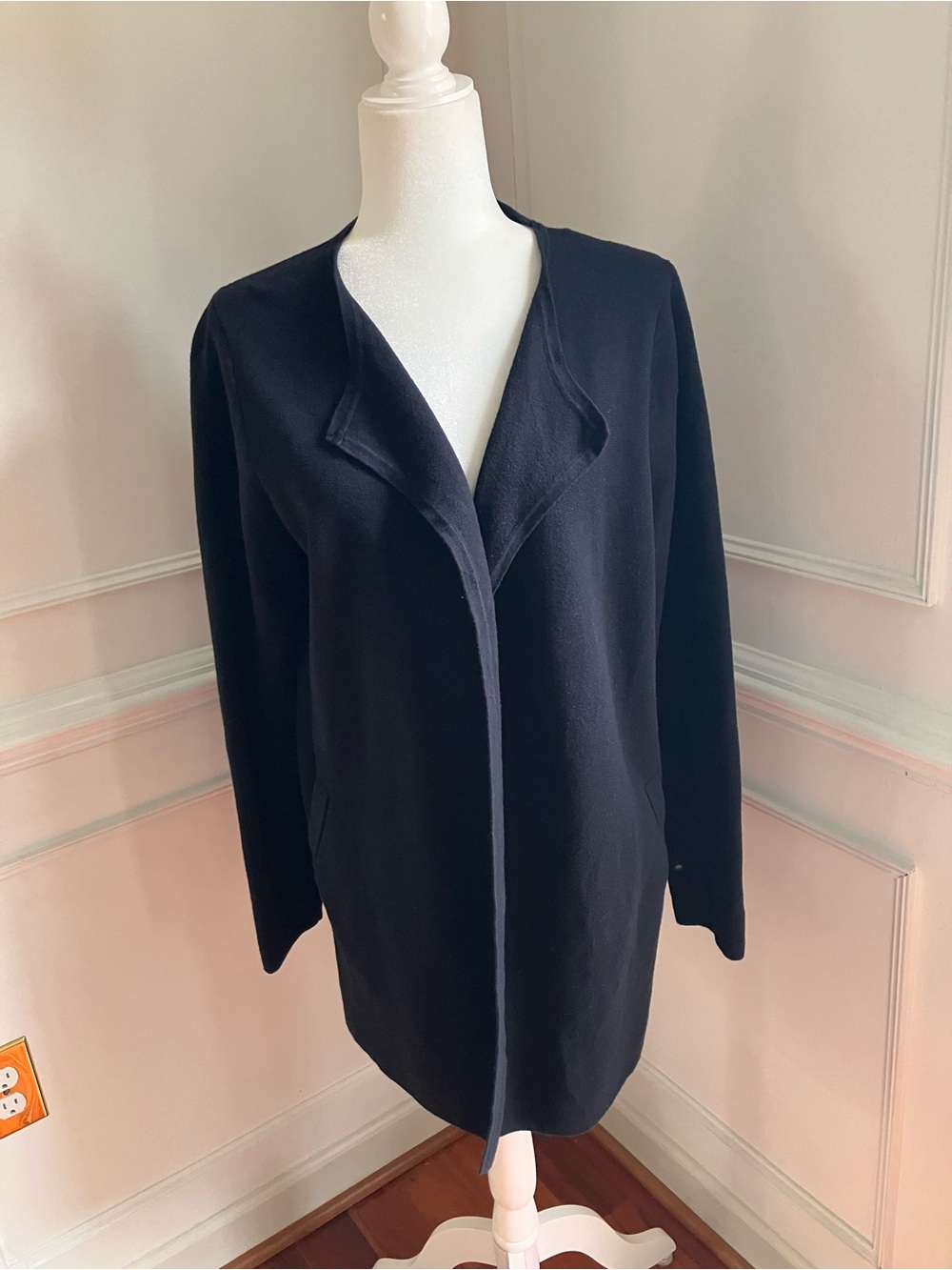 J. Crew Navy Blue Collarless Open Front Cardigan